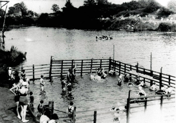 Bathers at Spinney Pool about 1930